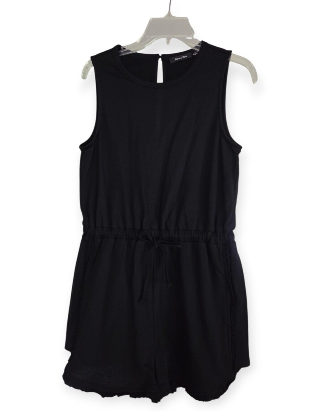 Doe & Rae Black Sleeveless Drawstring Romper